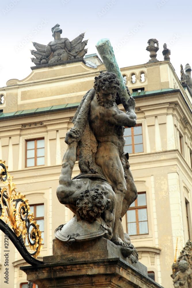 Castle entrance sculpture,  Prague, Czech Republic