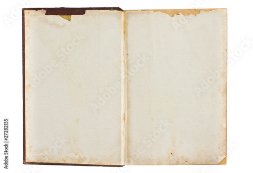 Opened used book isolated on white background