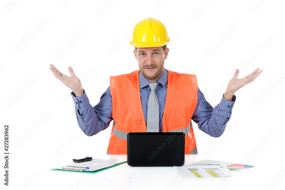 Successful attractive caucasian man architect, wondering Successful attractive caucasian man architect, wondering