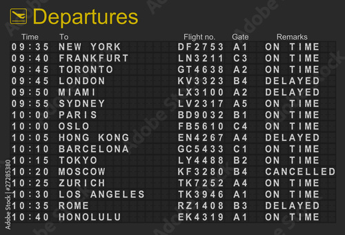 International Airport Departures Board
