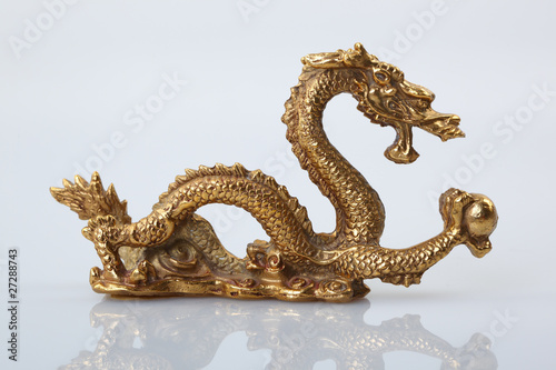 Golden Chinese Imperial Dragon with Pearl