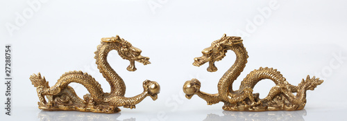 Golden Chinese Imperial Dragon with Pearl