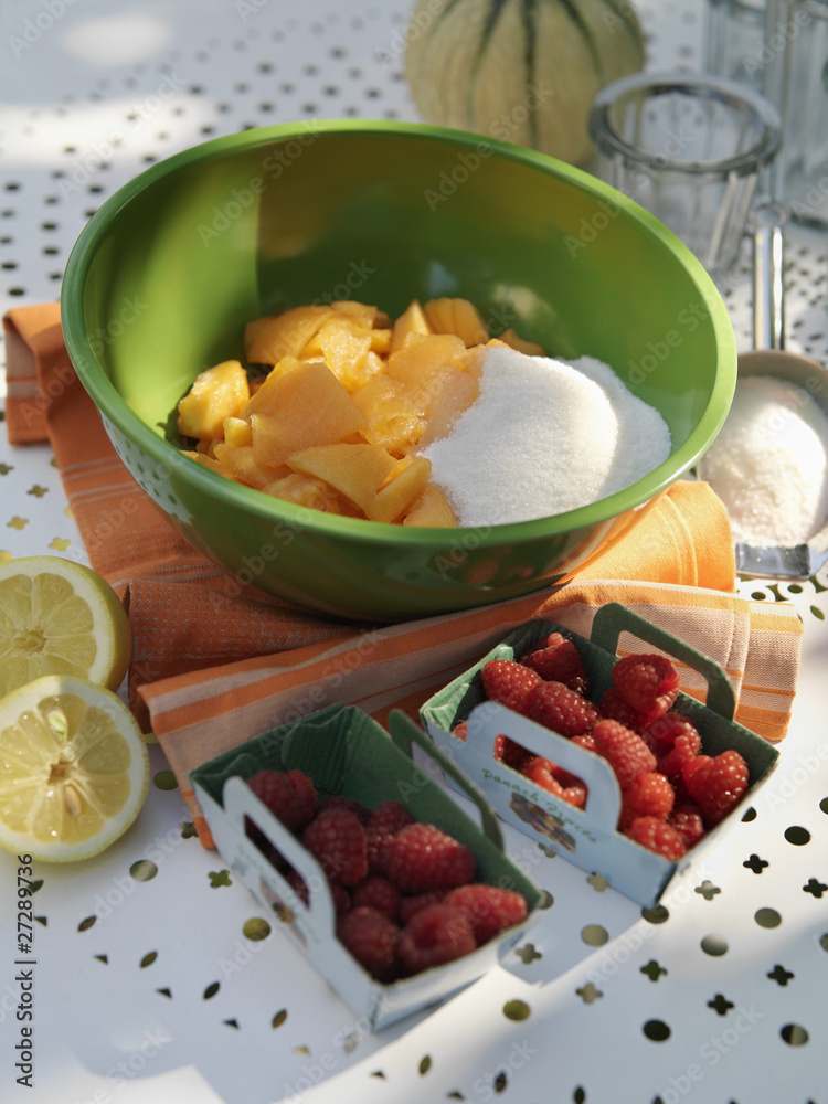 Melon et framboises Melon et framboises