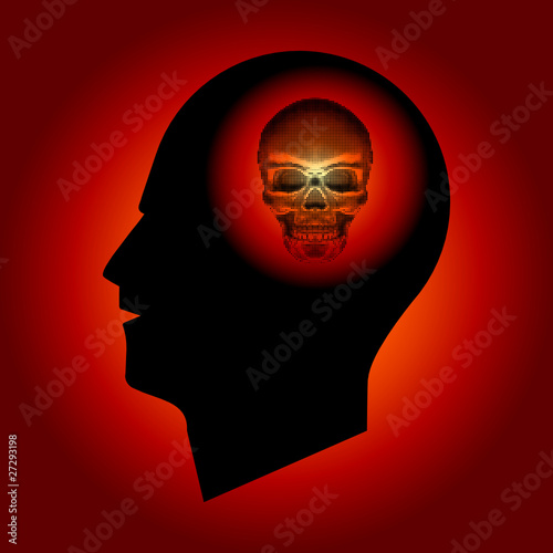 Abstract - Halftone Skull Sign in Human Head
