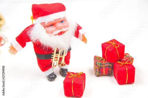Christmas greeting Santa with gifts © Santorini
