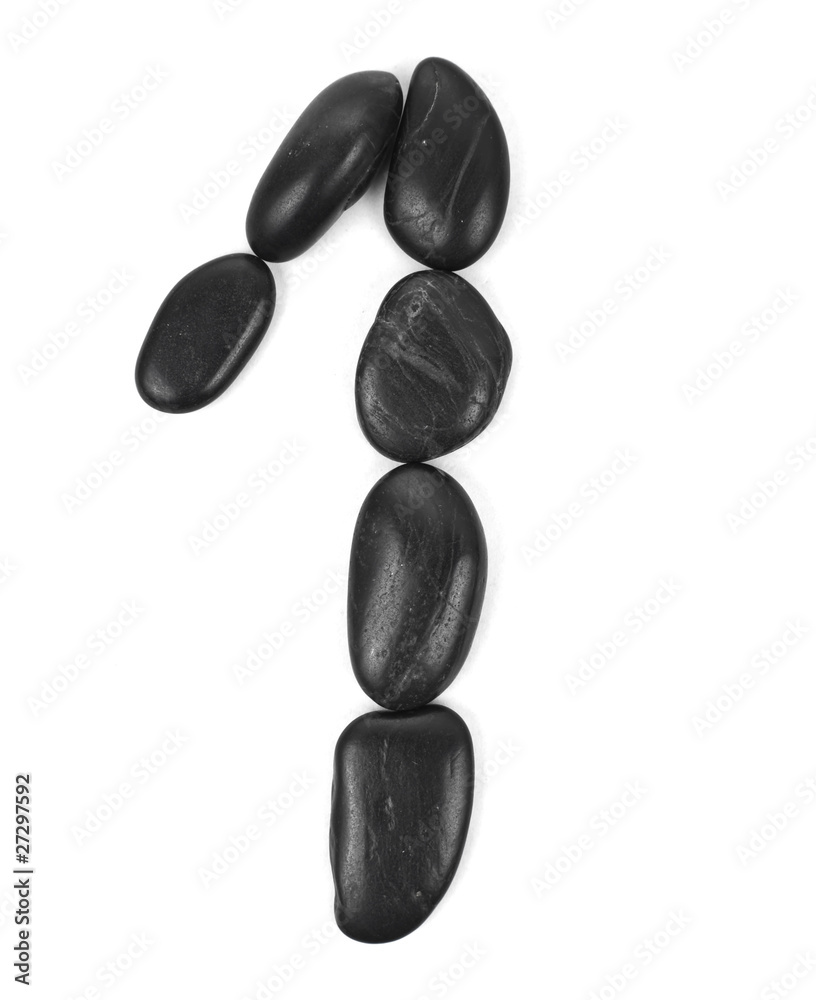 Number '1' made of stones isolated on white Number '1' made of stones isolated on white