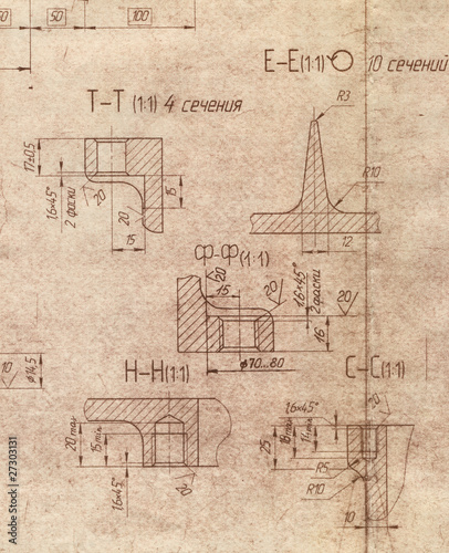 old engineering blueprint