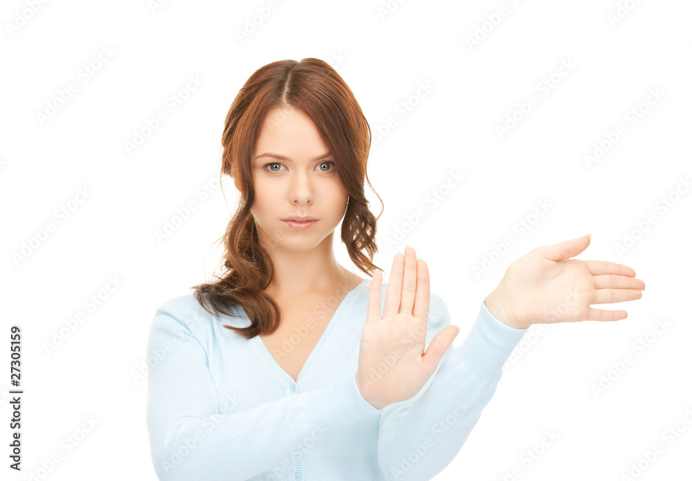 businesswoman working with something imaginary businesswoman working with something imaginary