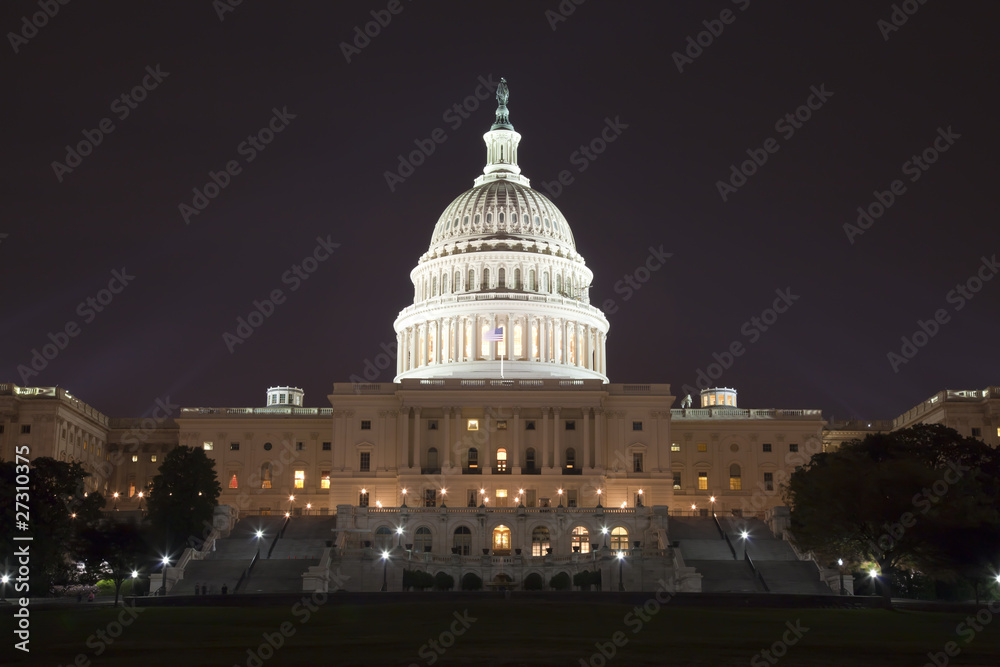 The US Capitol in the night