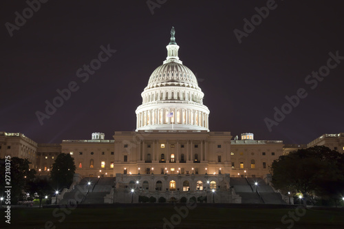 The US Capitol in the night