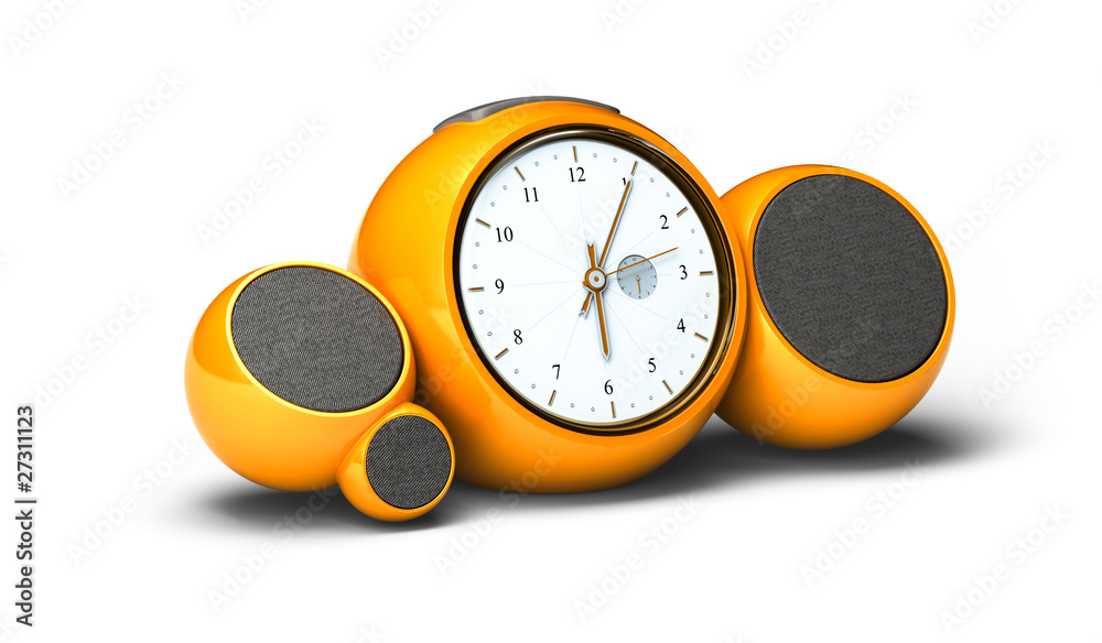 radio réveil vintage orange, alarm clock over white Stock Illustration |  Adobe Stock