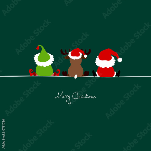 Sitting Santa, Reindeer & Elf