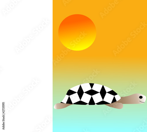 turtle and sun,  vector background