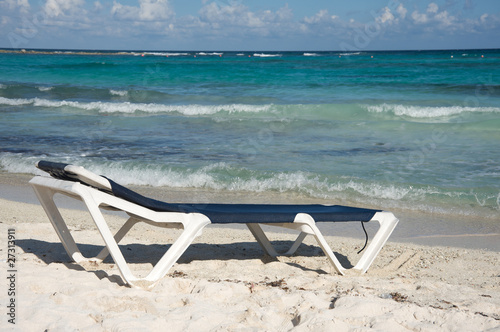 Beach chair by the ocean