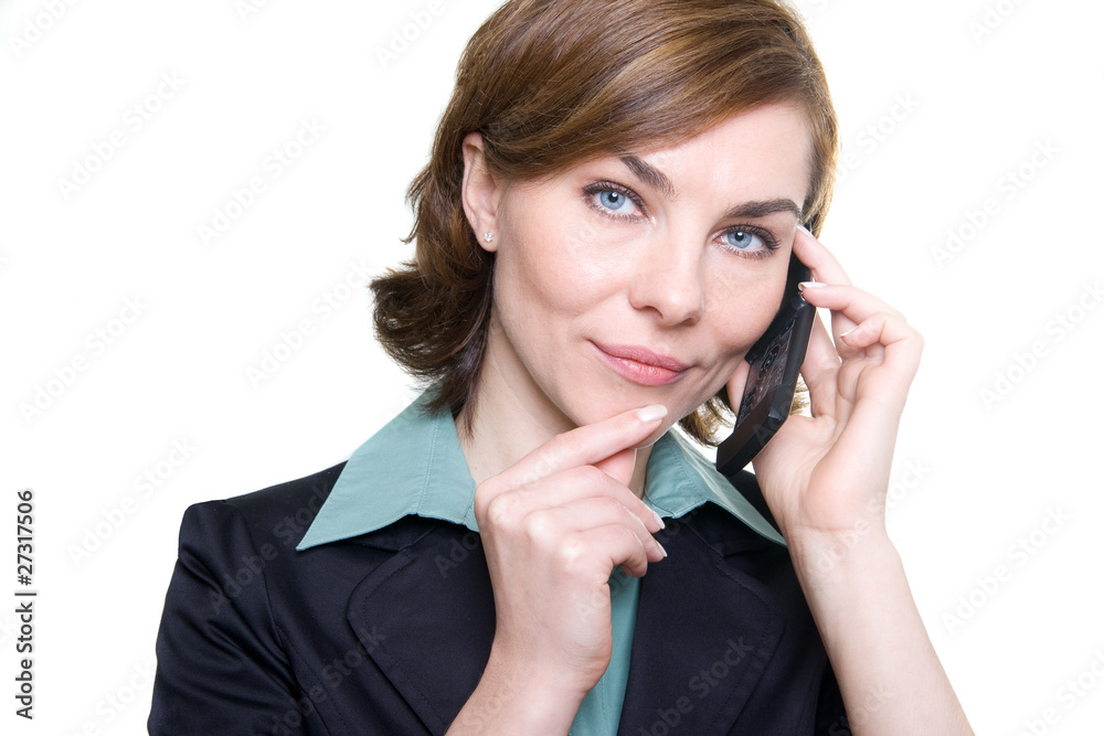 Frau telefoniert mit Mobiltelefon Frau telefoniert mit Mobiltelefon