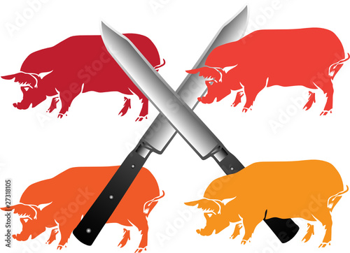 pigs vector - butcher or slaughterhouse symbol