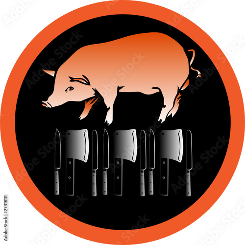 pig vector - butcher or slaughterhouse symbol