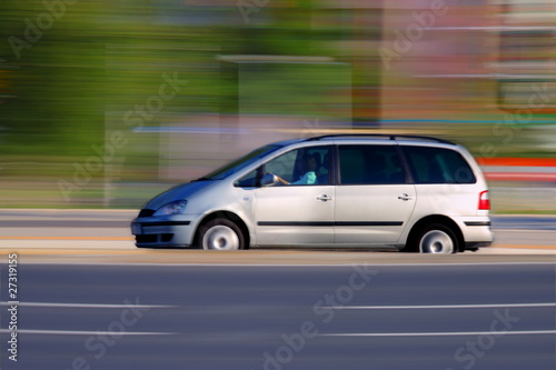 Travel by car   panning and blur