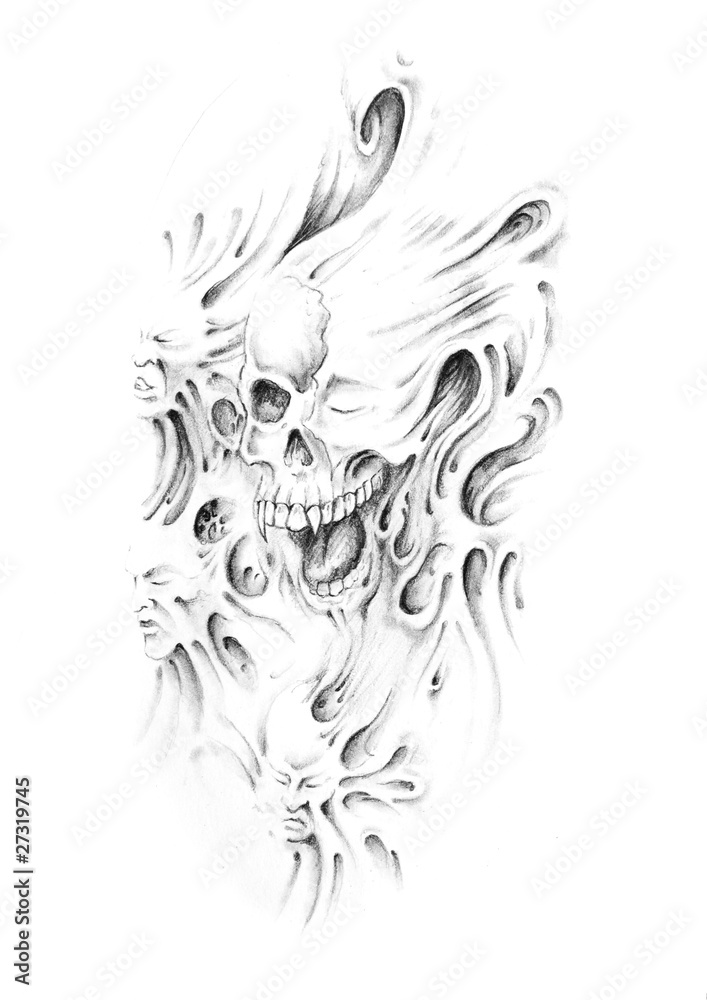 Sketch of tattoo art, monster Sketch of tattoo art, monster