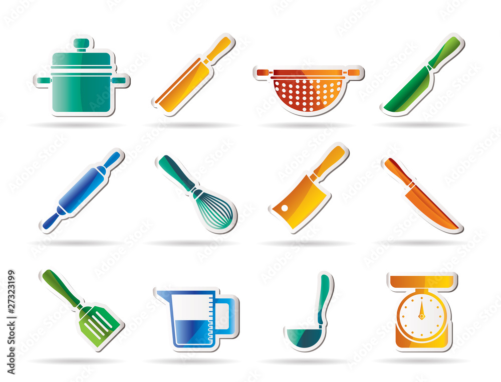 Cooking equipment and tools icons - vector icon set Cooking equipment and tools icons - vector icon set
