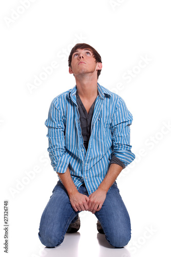 Young man in blue
