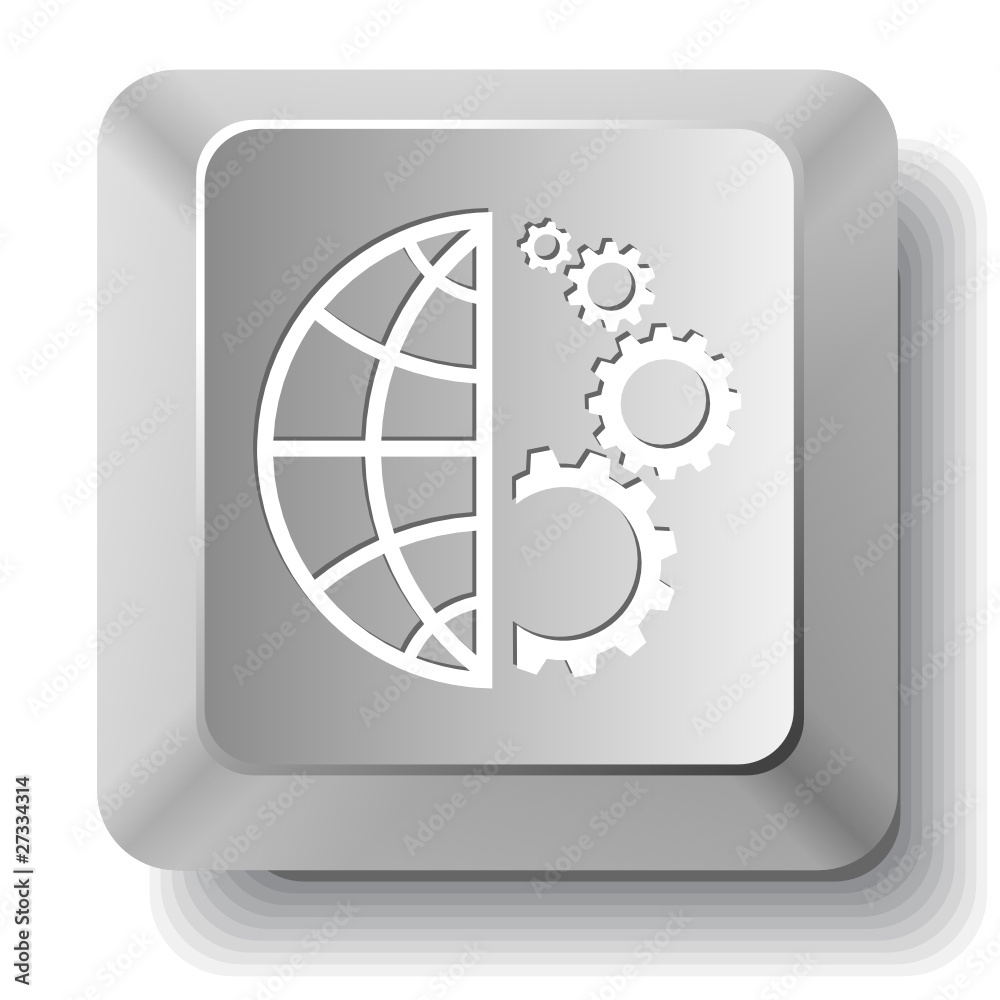Globe and gear. Vector computer key. Globe and gear. Vector computer key.