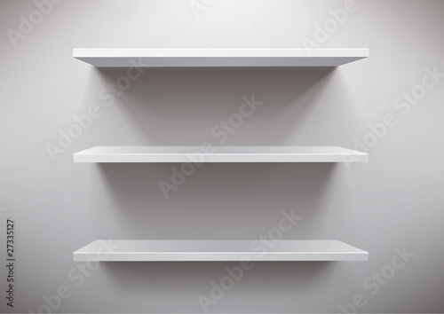 white shelves