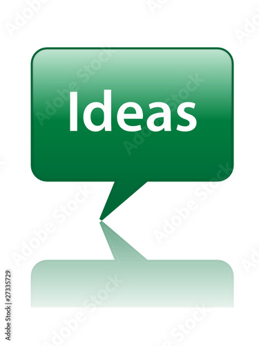 "IDEAS" Speech Bubble Icon (creativity innovation eureka button)