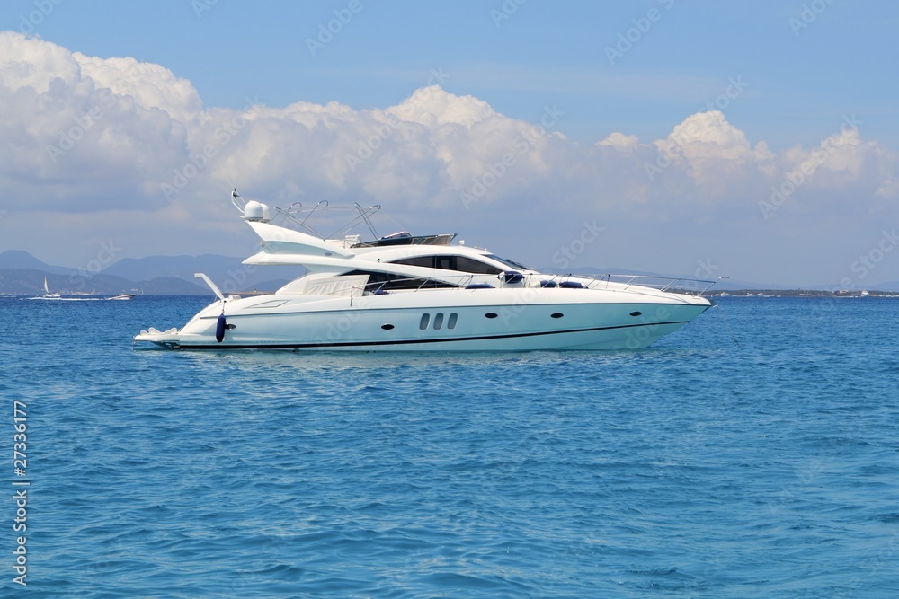 luxury yacht in turquoise Illetes Formentera luxury yacht in turquoise Illetes Formentera