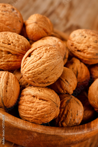 walnuts in the wood dish