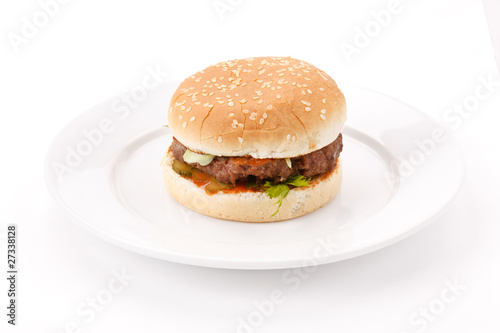 hamburger on the plate