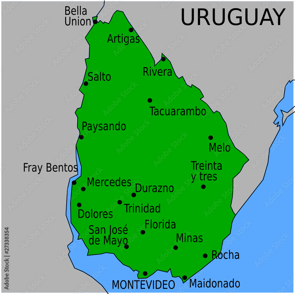 Carte des Villes Principales d'Uruguay