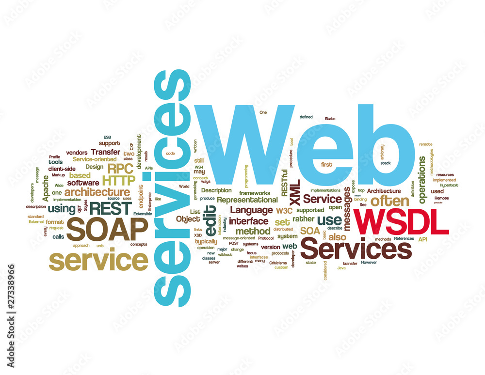 Obraz premium Web Services Word Tags on white background