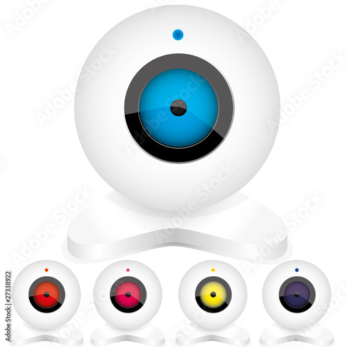 Set of white webcams with bright lights, part 3