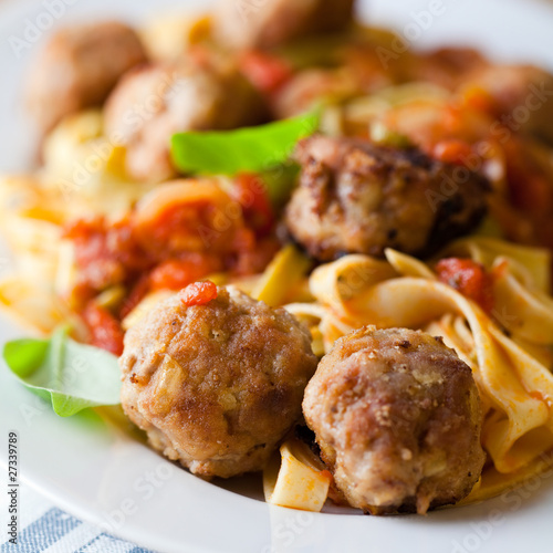 Pappardelle pasta with meatballs