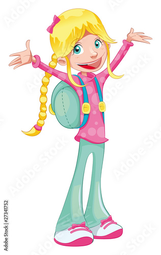 Happy student. Vector character, isolated object.