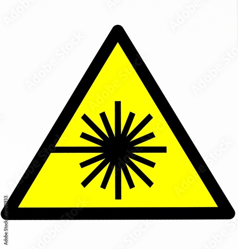 Warning hazard sign on white