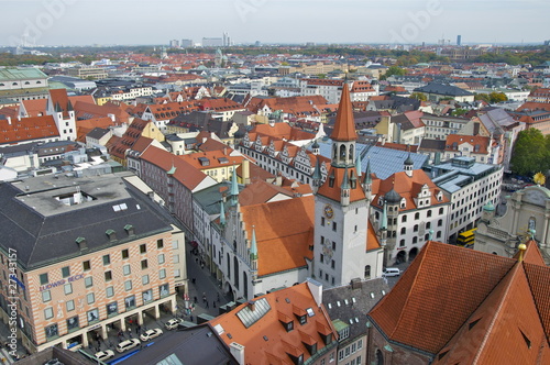 Stadtaufsicht Münchner-Altes Rathaus vom St. Peter