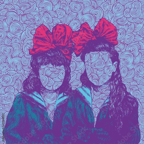 background with sisters. vector illustration