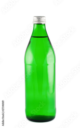 Water in bottle isolated white background clipping path.