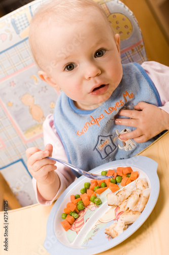 baby eating lunch