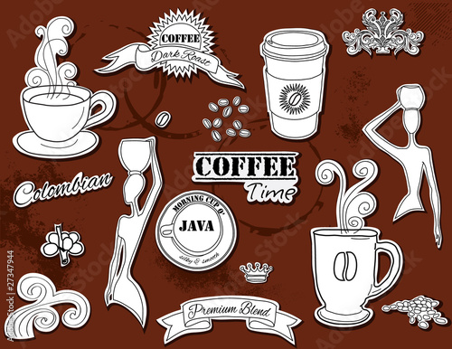Doodle design elements - Coffee