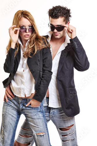 fashion couple with sunglasses