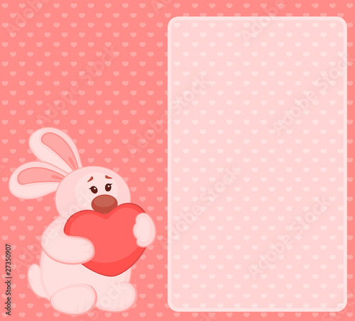 Vector cartoon little toy bunny with heart