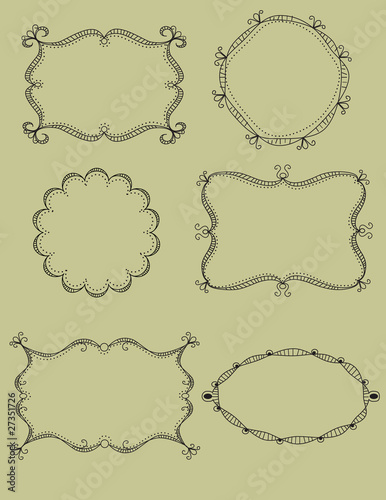 Hand drawn curly doodle frames