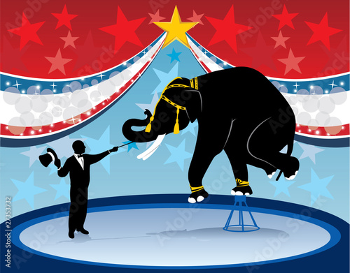 Ring master elephant and circus