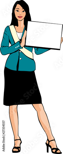 Brunnet woman with sign