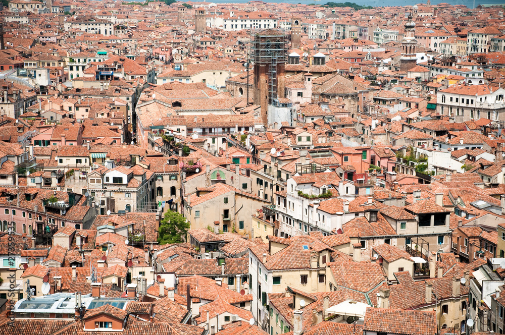 Red rooftops in Venice, view from San Marco tower