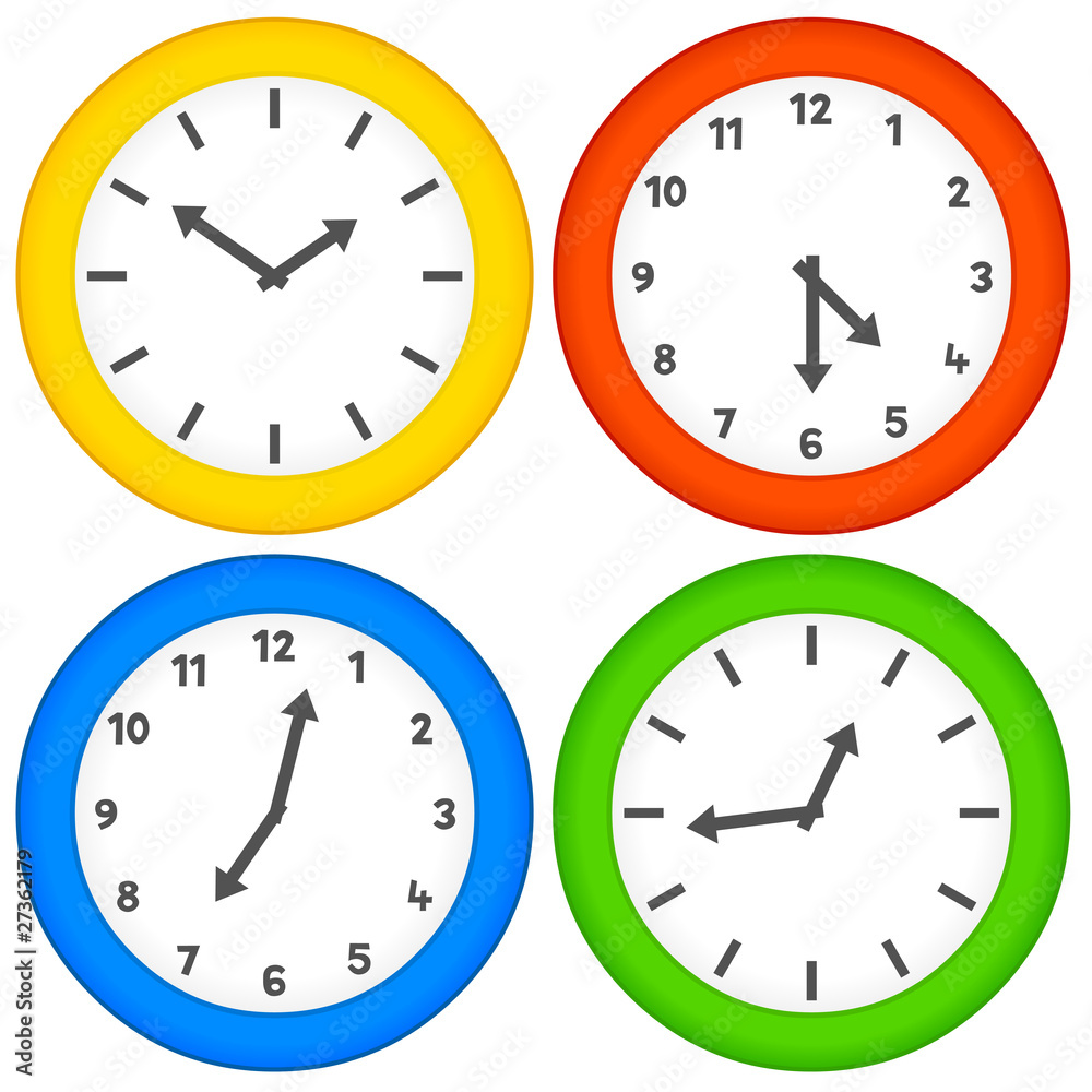 Assorted Clocks on a White Background (EPS8 Vector) Assorted Clocks on a White Background (EPS8 Vector)