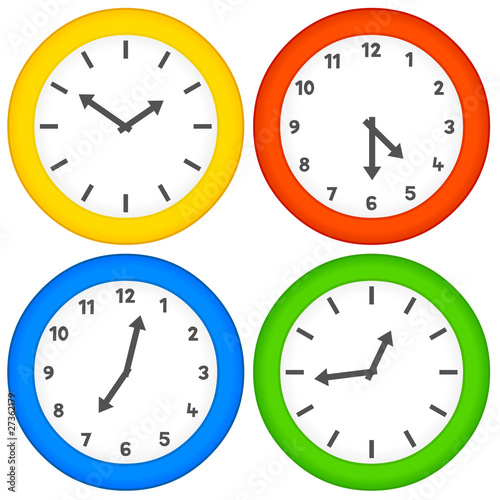 Assorted Clocks on a White Background (EPS8 Vector)